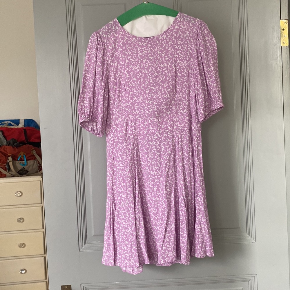 & other stories lilac floral mini dress (viscose)